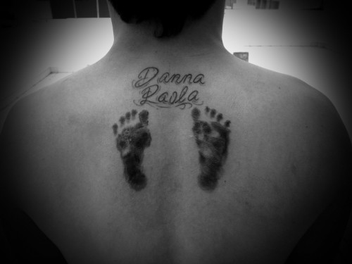 Baby Footprint Tattoo on Back