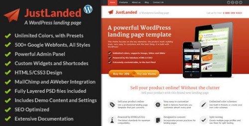 JustLanded - WordPress Landing Page