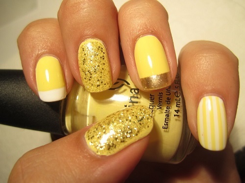 Yellow and Gold Nail Design for New Year