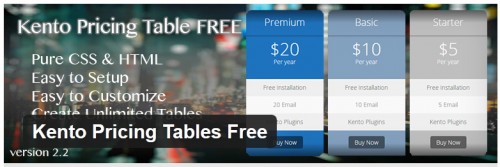 Kento Pricing Tables Free