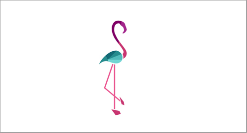 Pink and Blue Flamingo